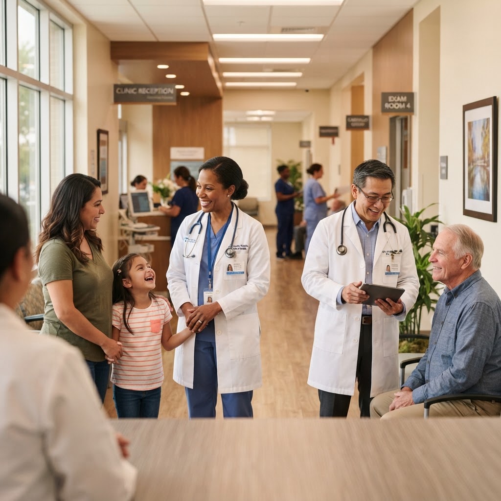 Doctors supporting patients