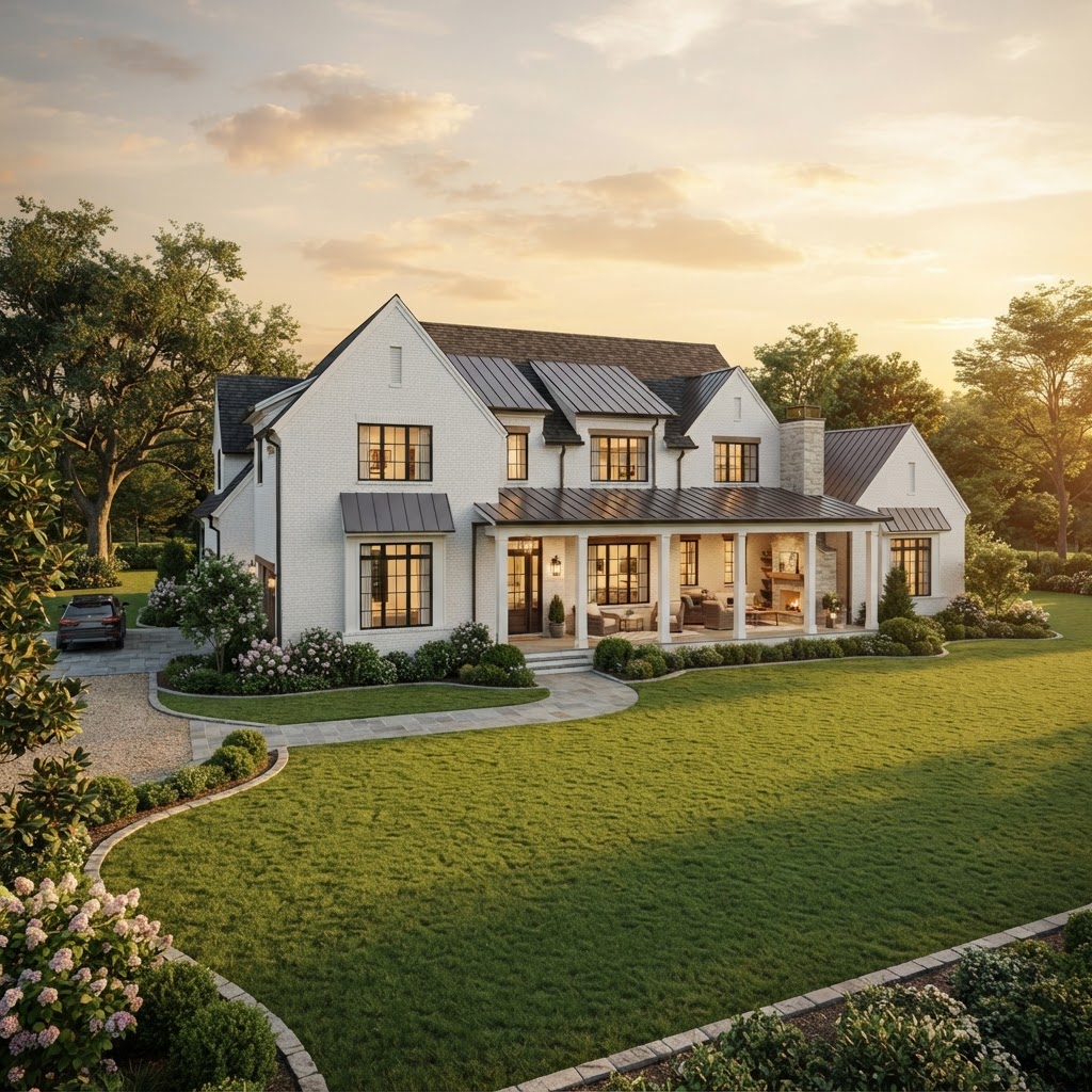 Rendering — The Wellspring, a modern Southern concept estate exterior.