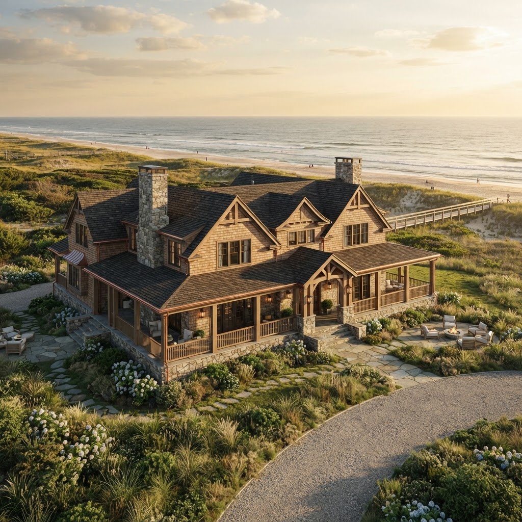 Rendering — The Grayson, a coastal estate concept exterior.