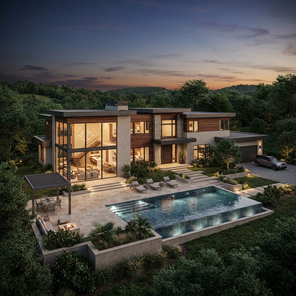 Rendering — The Harlowe, a contemporary concept estate exterior.