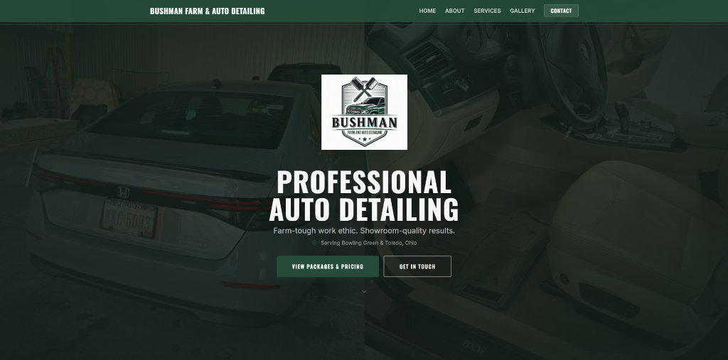 Bushman Farm & Auto Detailing — Website by Buehler Web Design LLC