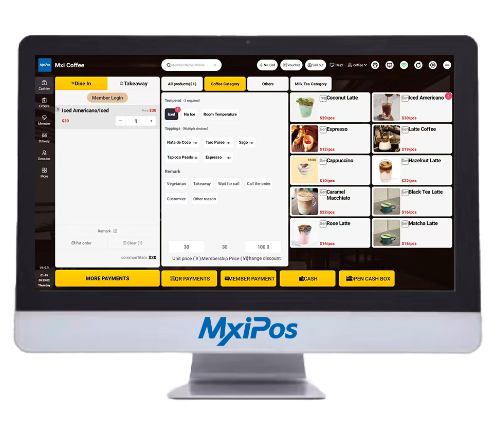 MxiPOS Windows AP225 Metallic POS Terminal (Single Screen)