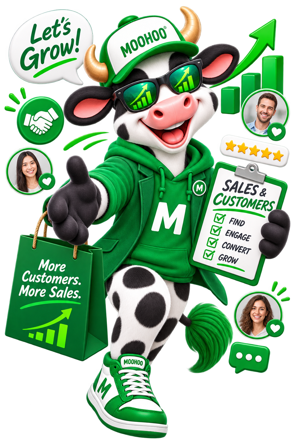 MOOHOO™ mascot — Sales & Customers