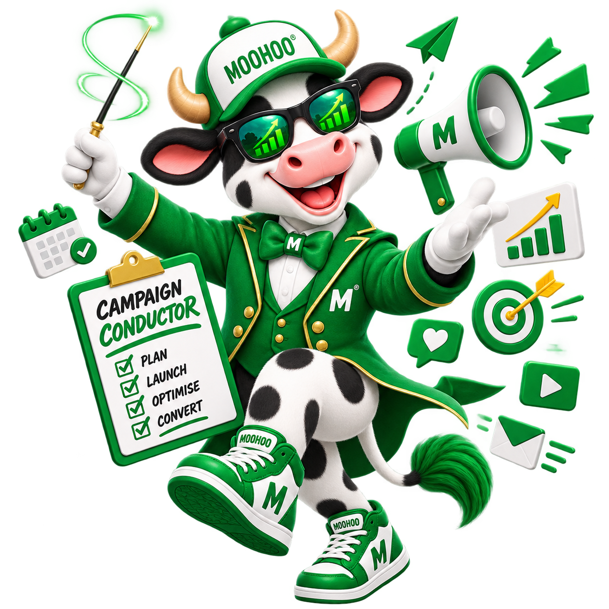 MOOHOO™ Campaign Conductor mascot