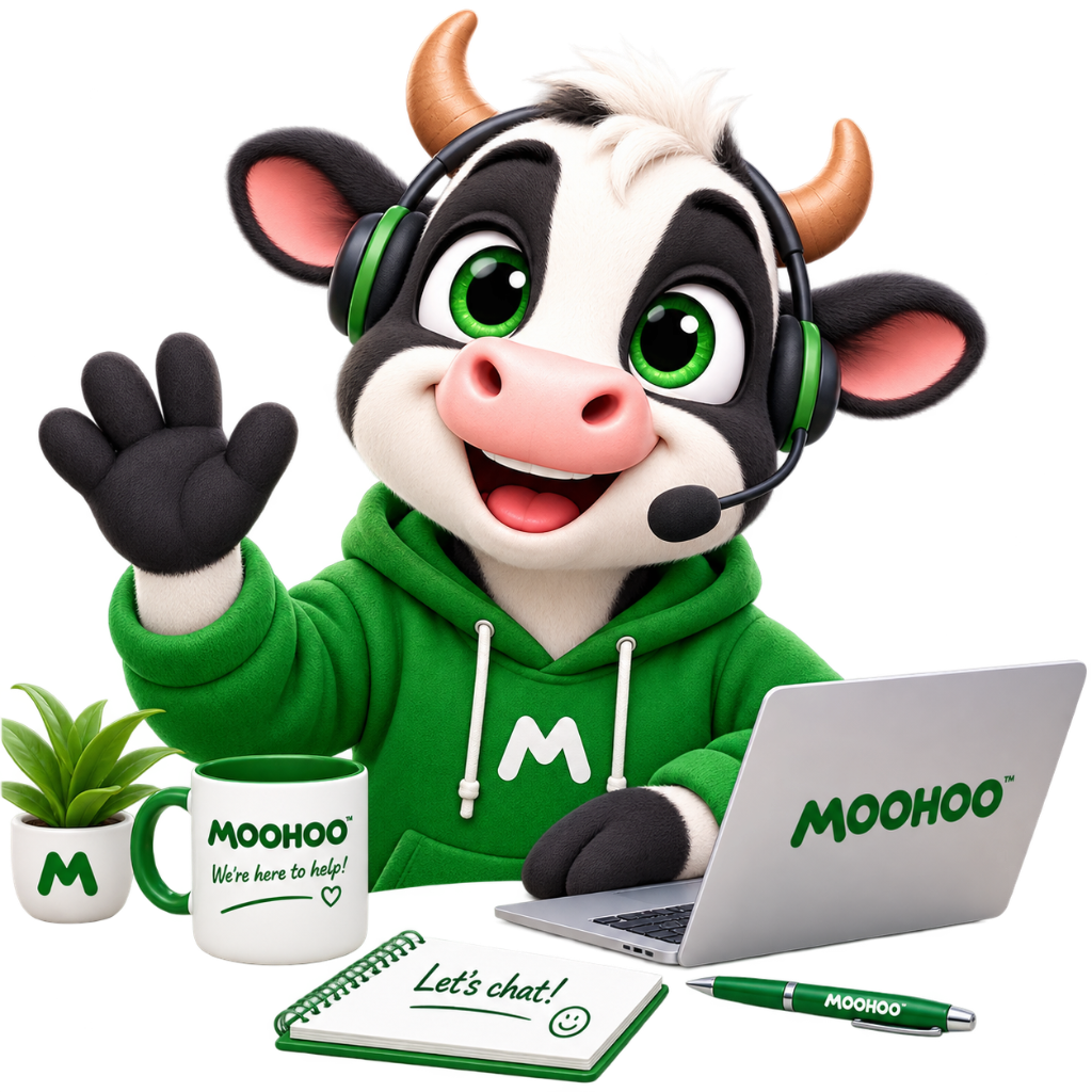 MOOHOO™ mascot ready to chat