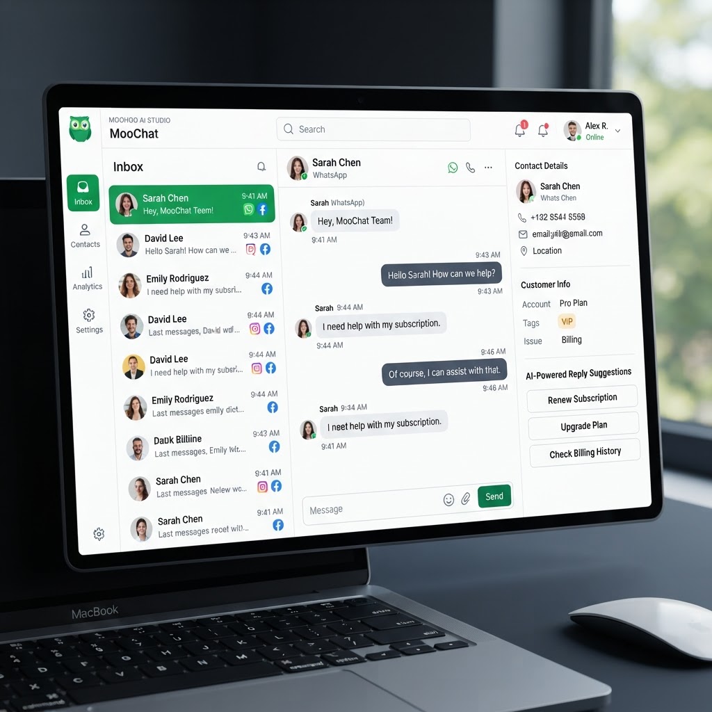 MOOHOO AI STUDIO — MooChat unified inbox