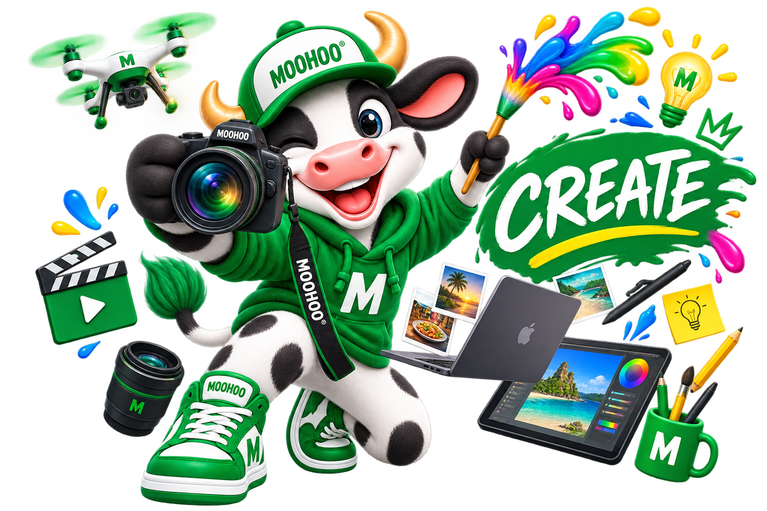 MOOHOO™ mascot creating content