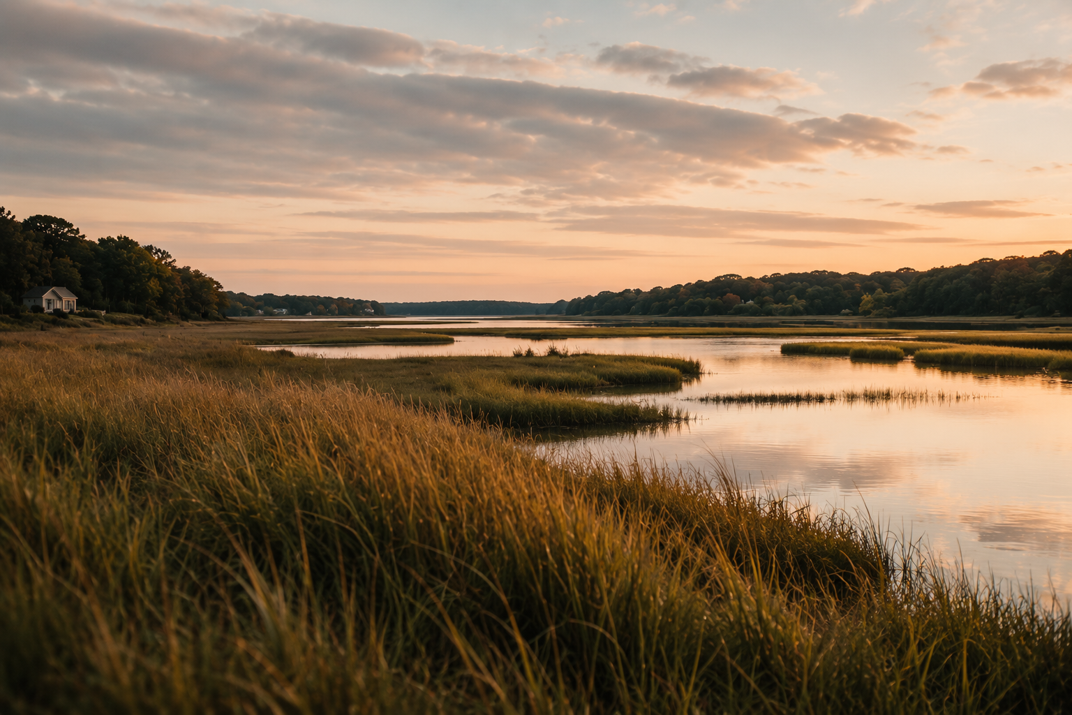Connecticut coastal marsh at sunset