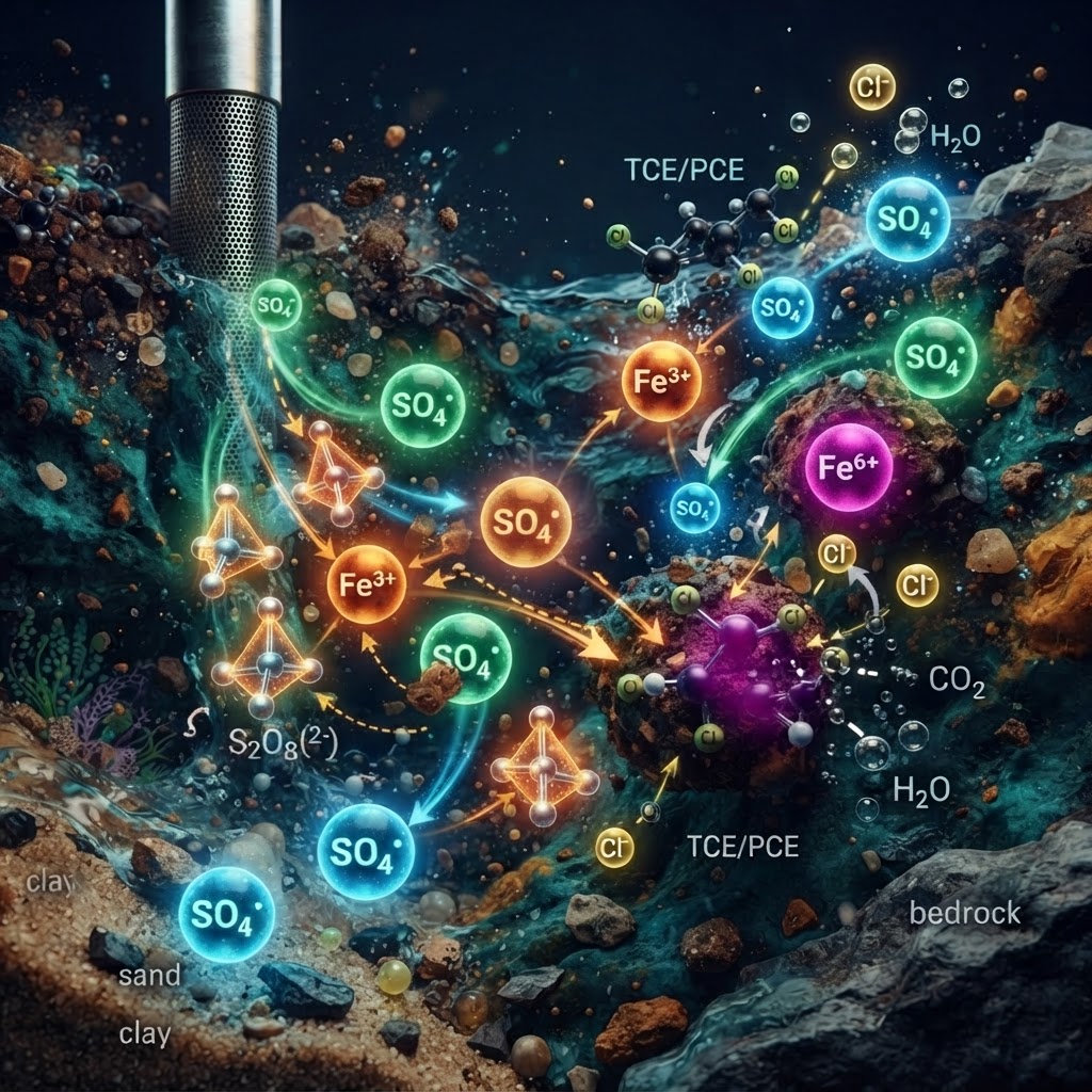 Destroying Chlorinated Solvents with Ferric Iron-Activated Persulfate