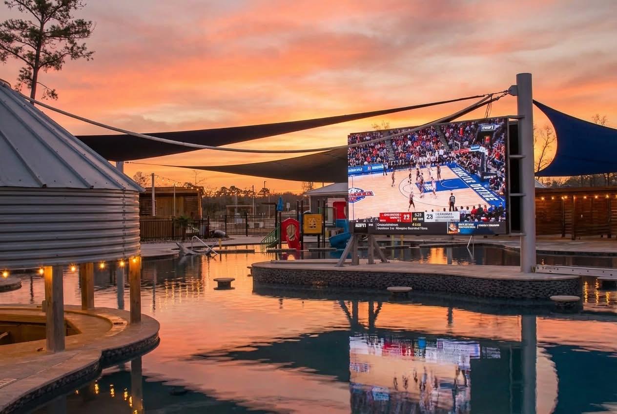 Lagoon Ranch — pool and swim-up bar at dusk
