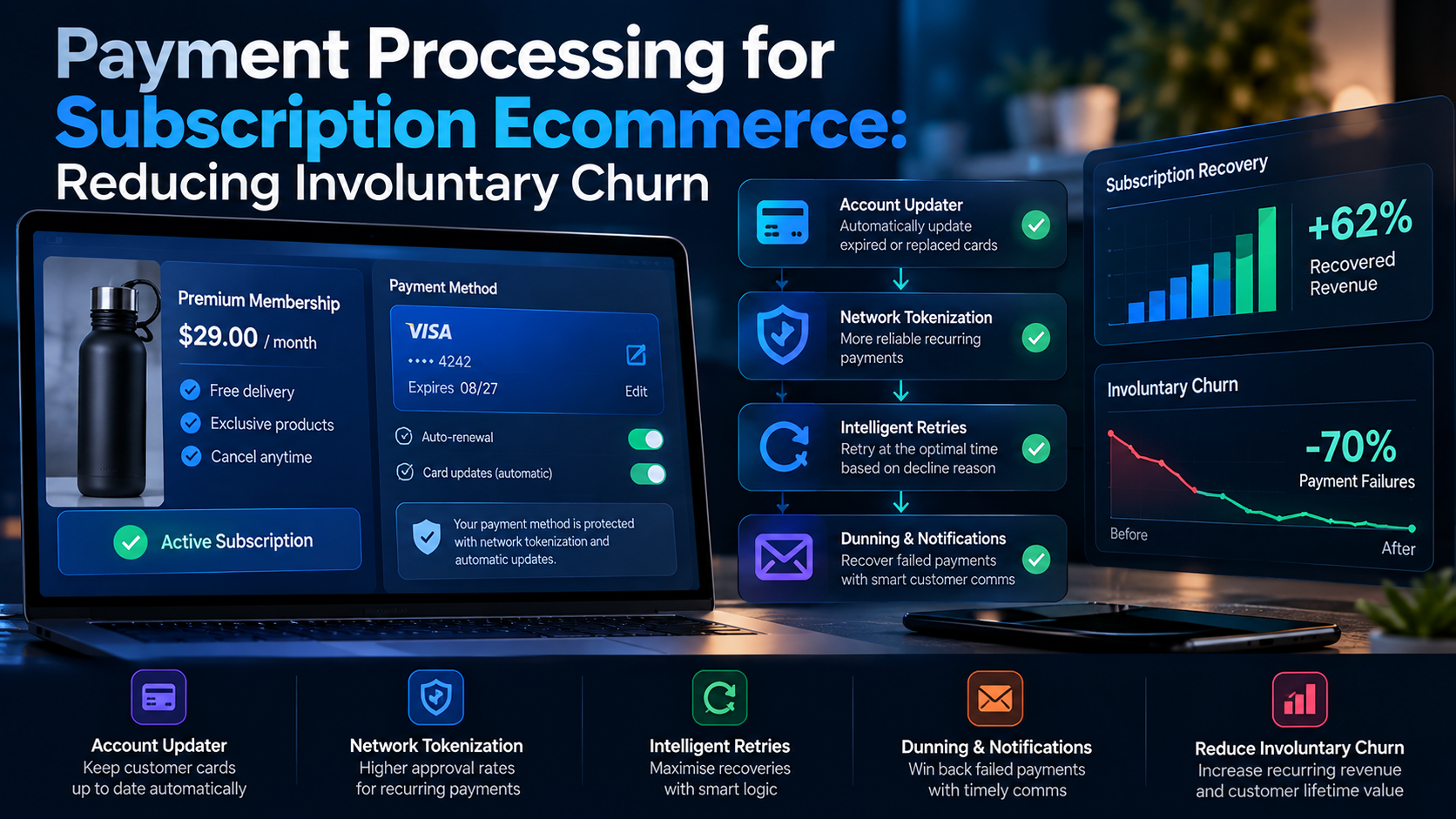 Payment Processing for Subscription Ecommerce: Reducing Involuntary Churn (2026 Guide)