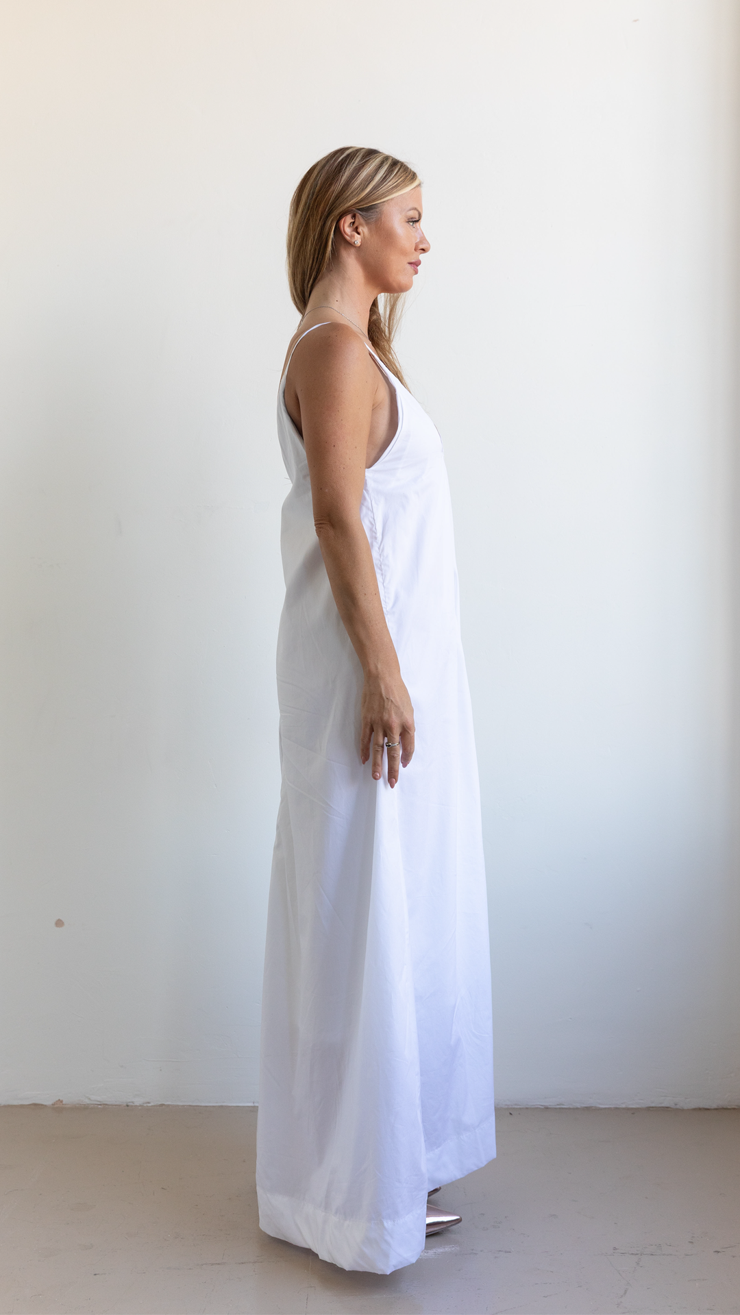 White Cotton Maxi Slip Dress