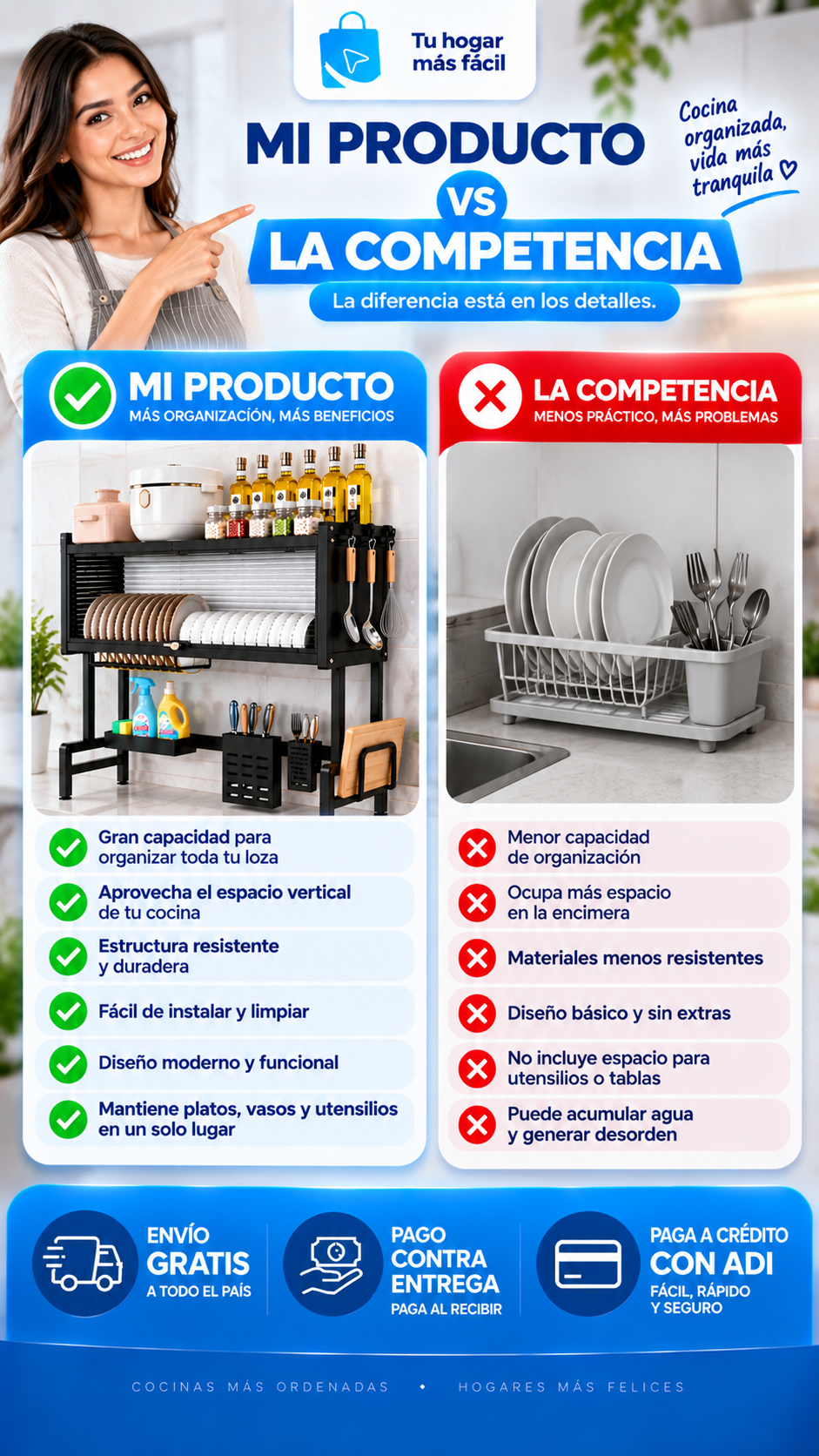 Mi producto vs la competencia: más organización y más beneficios.