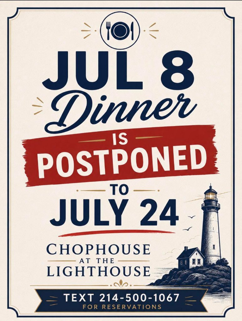 Save the Date - Chophouse at the Lighthouse July 24th