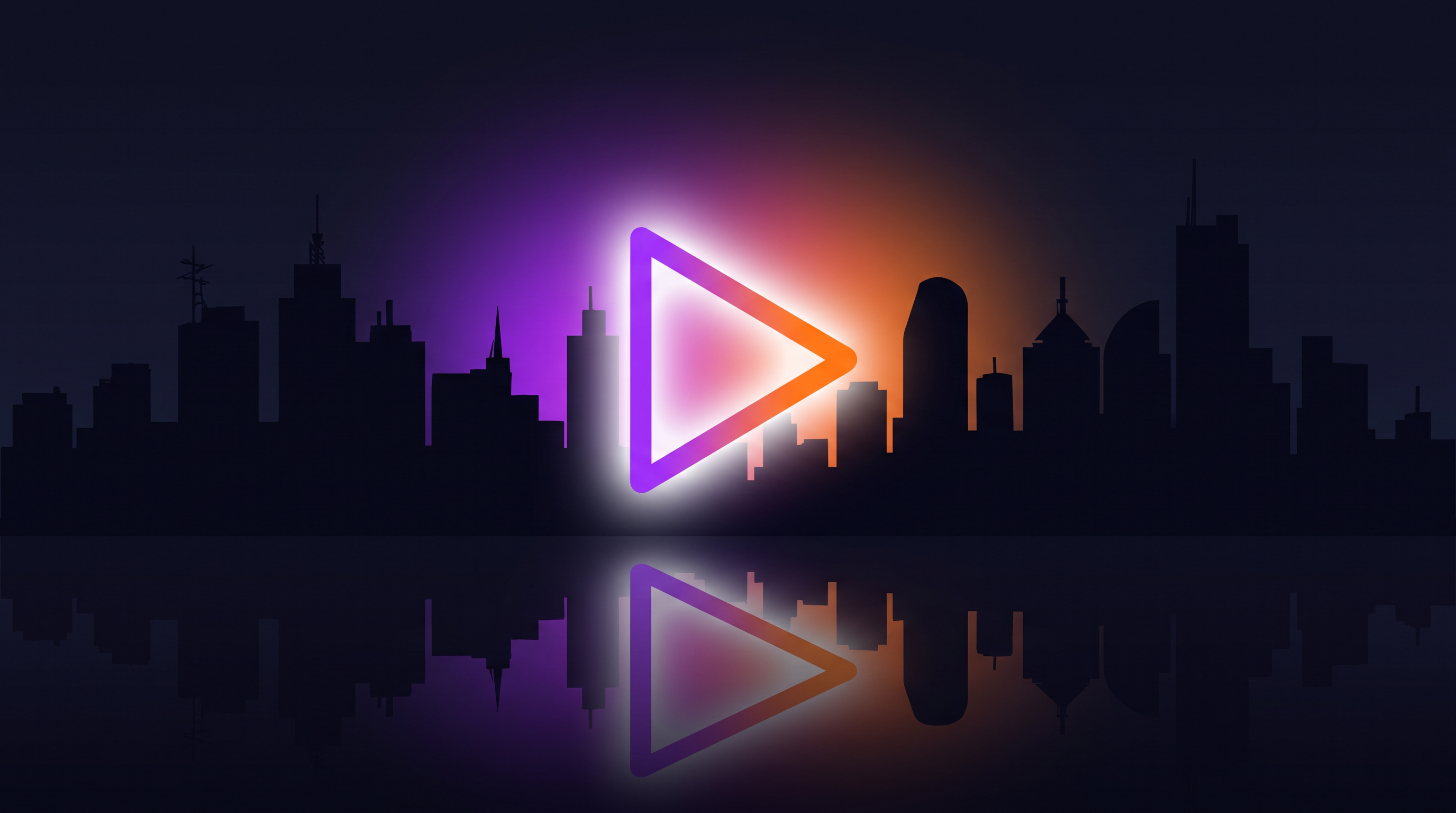 Neon cinema artwork behind the video player