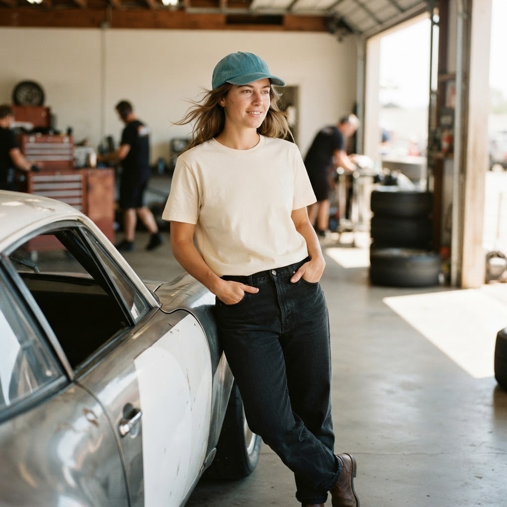 HIJINX apparel worn in a motorsports paddock