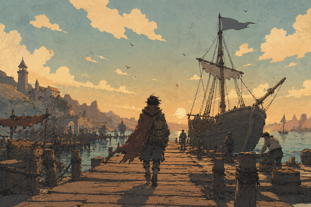 A ship at sea in Auroria