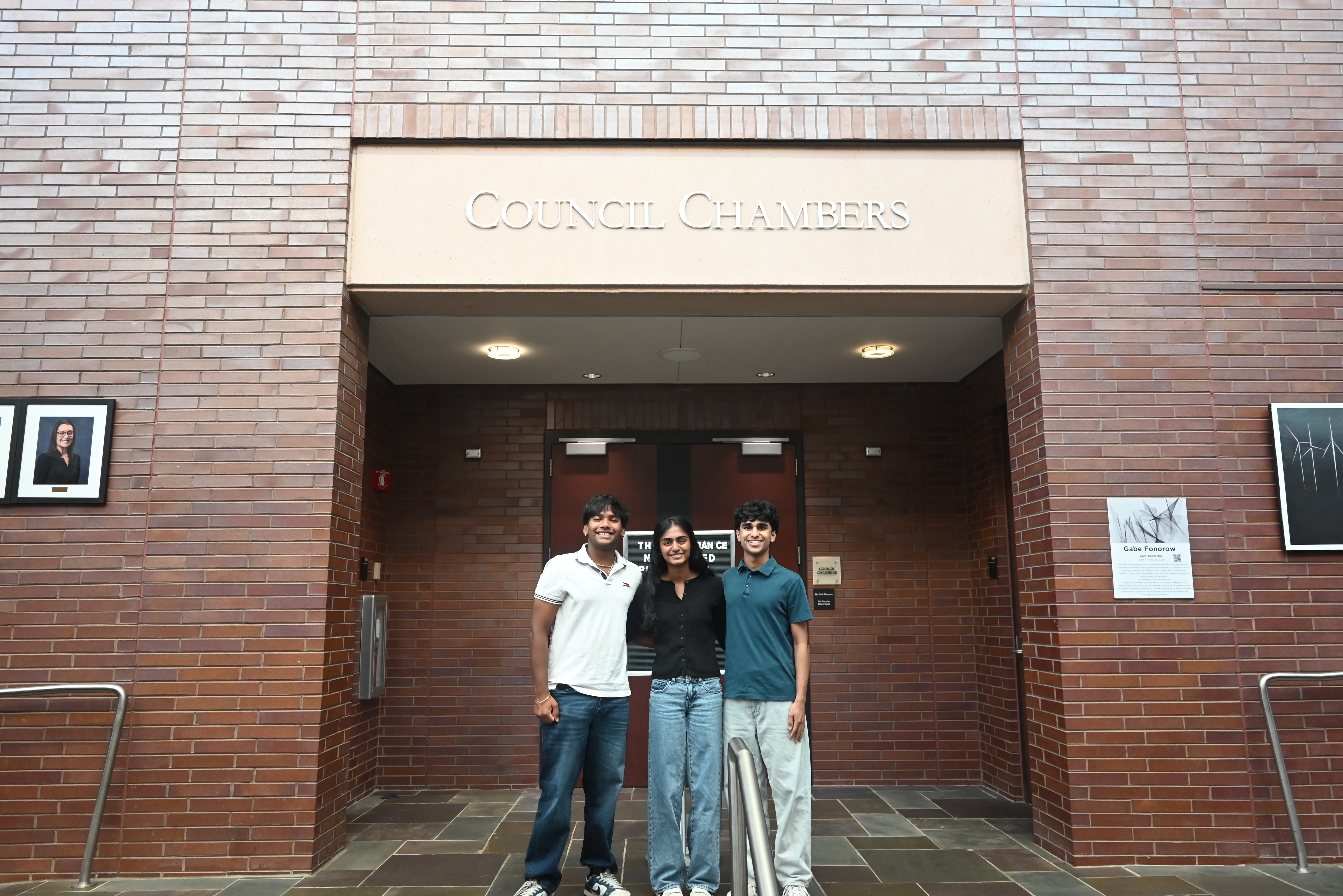Team at the Council Chambers entrance