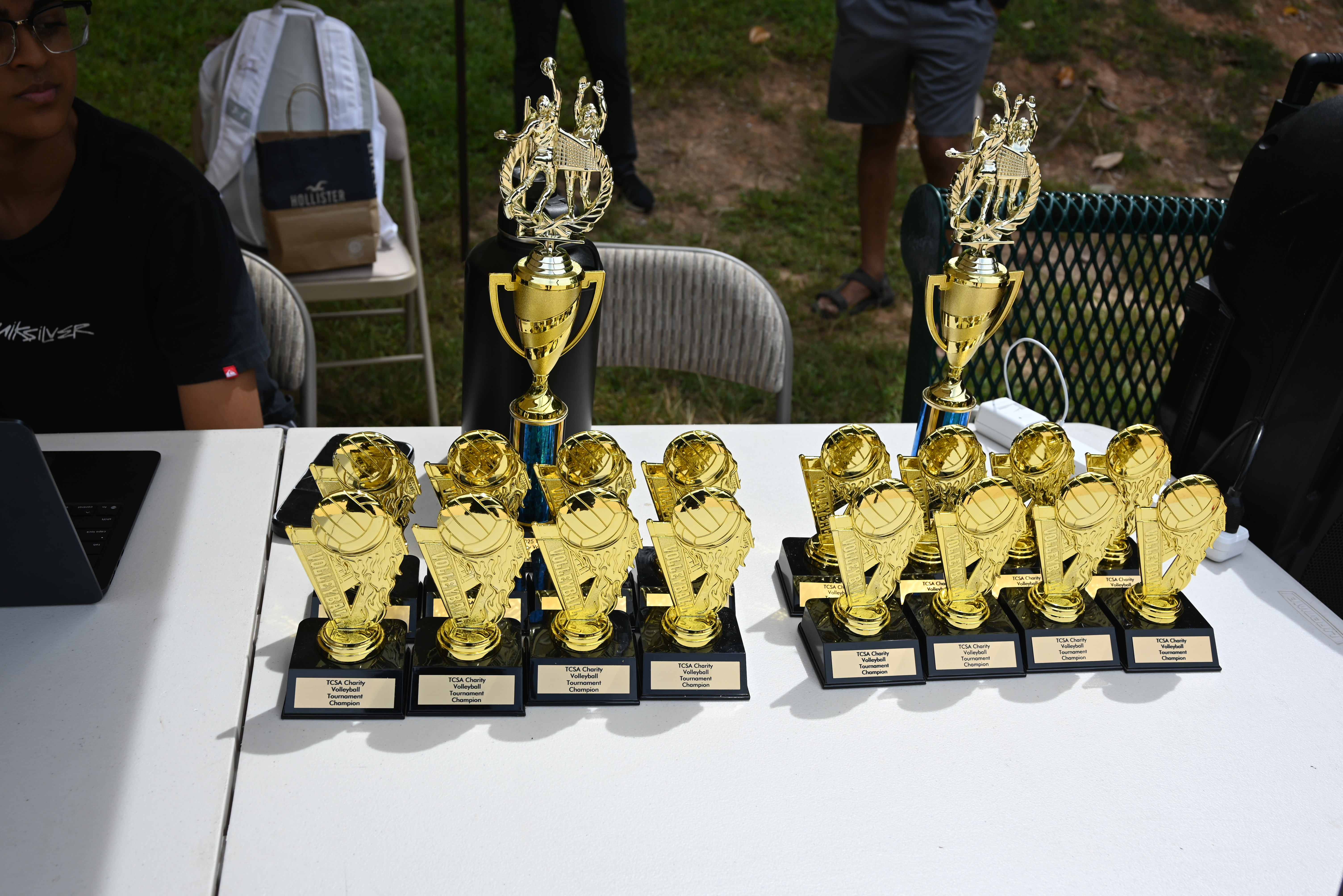 Trophies from the TCSA Charity Volleyball Tournament