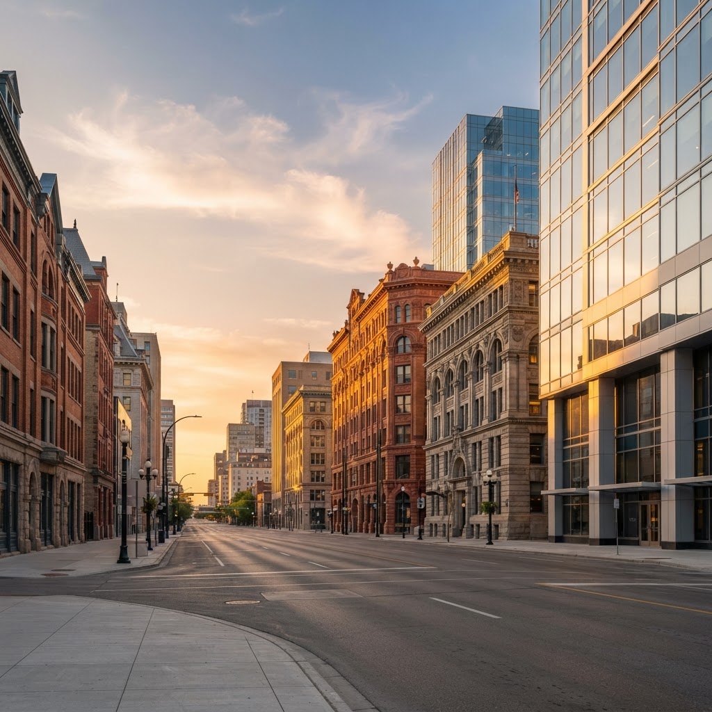 Commercial buildings in downtown Winnipeg, Manitoba