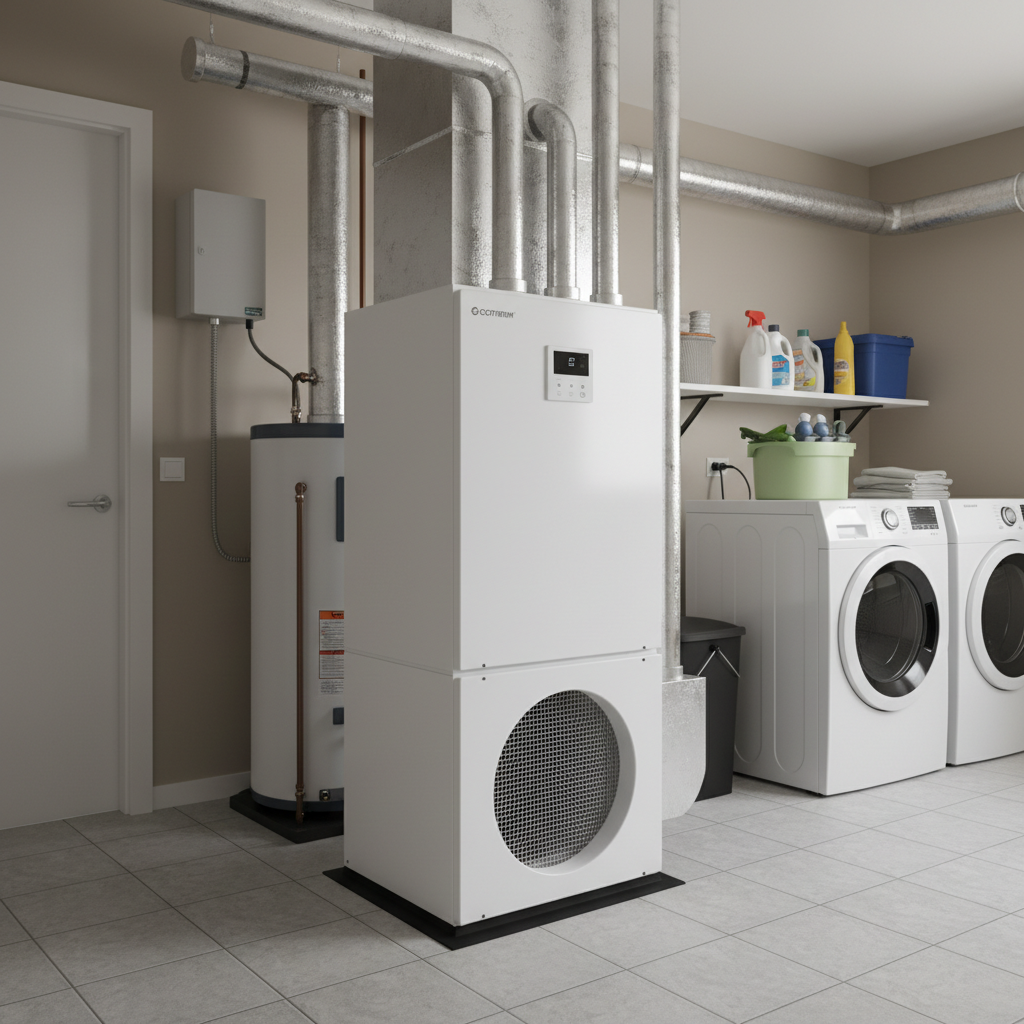 Electric furnace unit installed in a home utility room