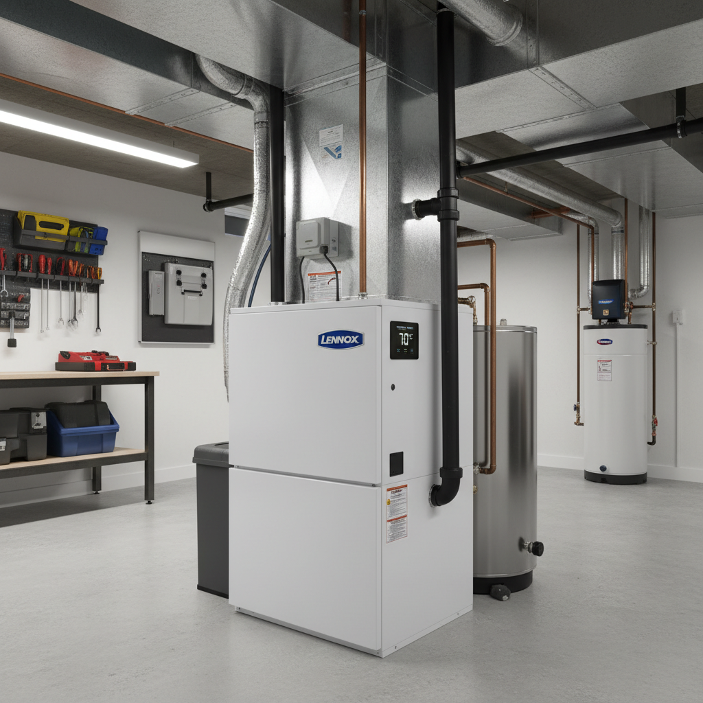 Lennox high efficiency natural gas furnace installed in a home