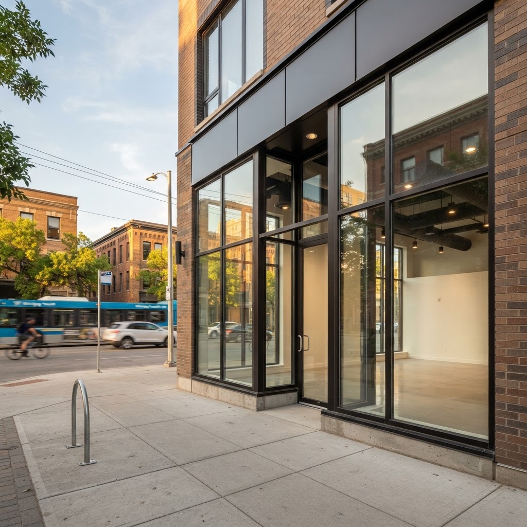 Retail storefront commercial space in Winnipeg, Manitoba