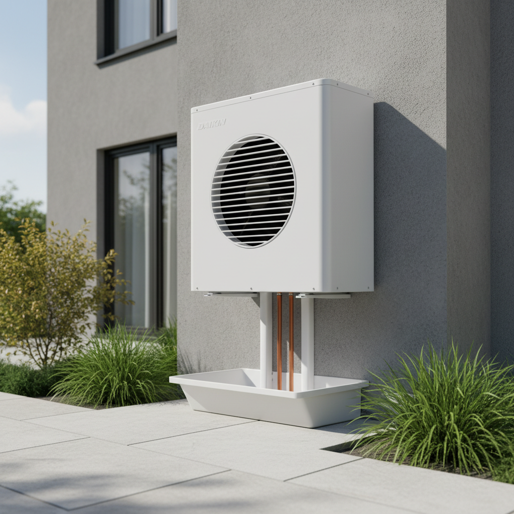 Outdoor air source heat pump unit on a residential home