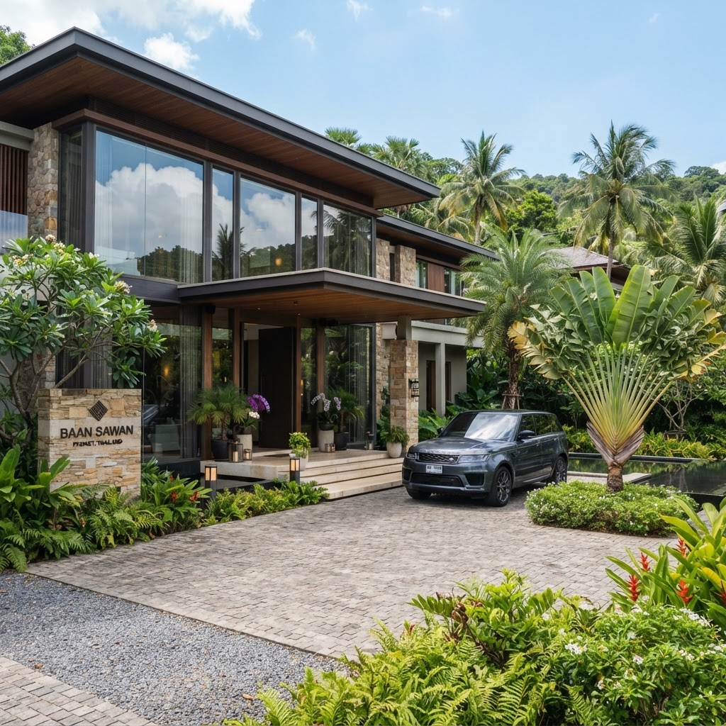 Car parked at a Phuket villa during the tour
