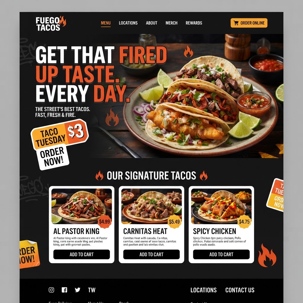 Fuego Tacos storefront concept