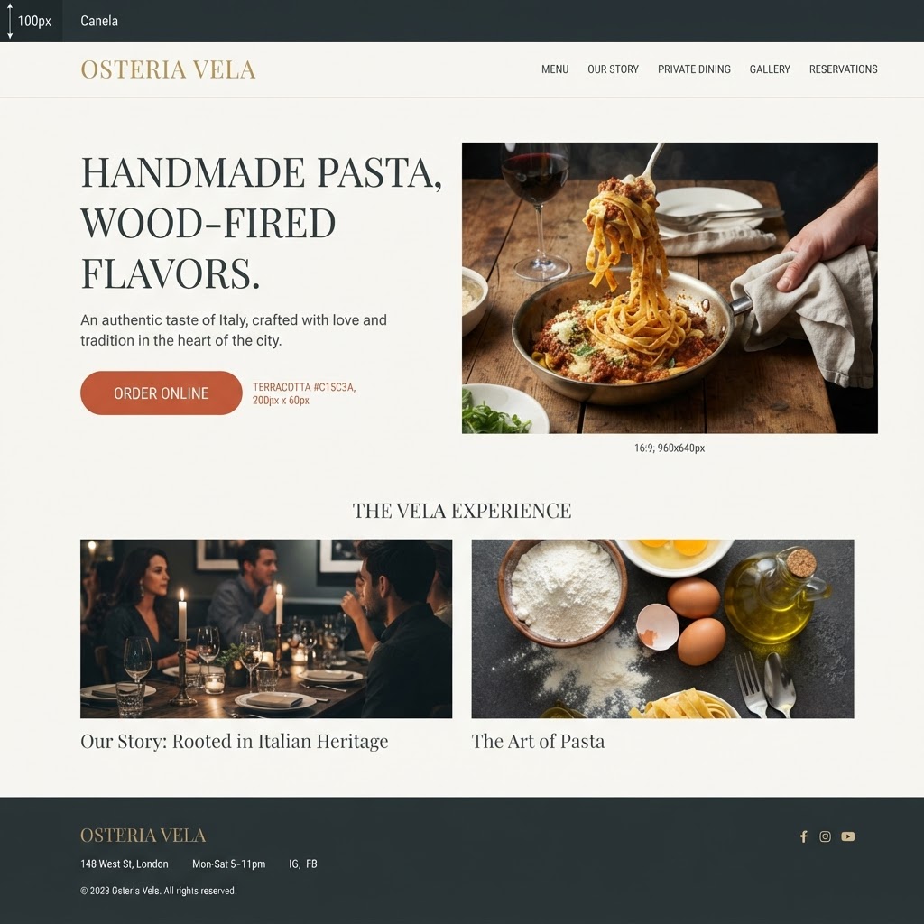 Osteria Vela storefront concept