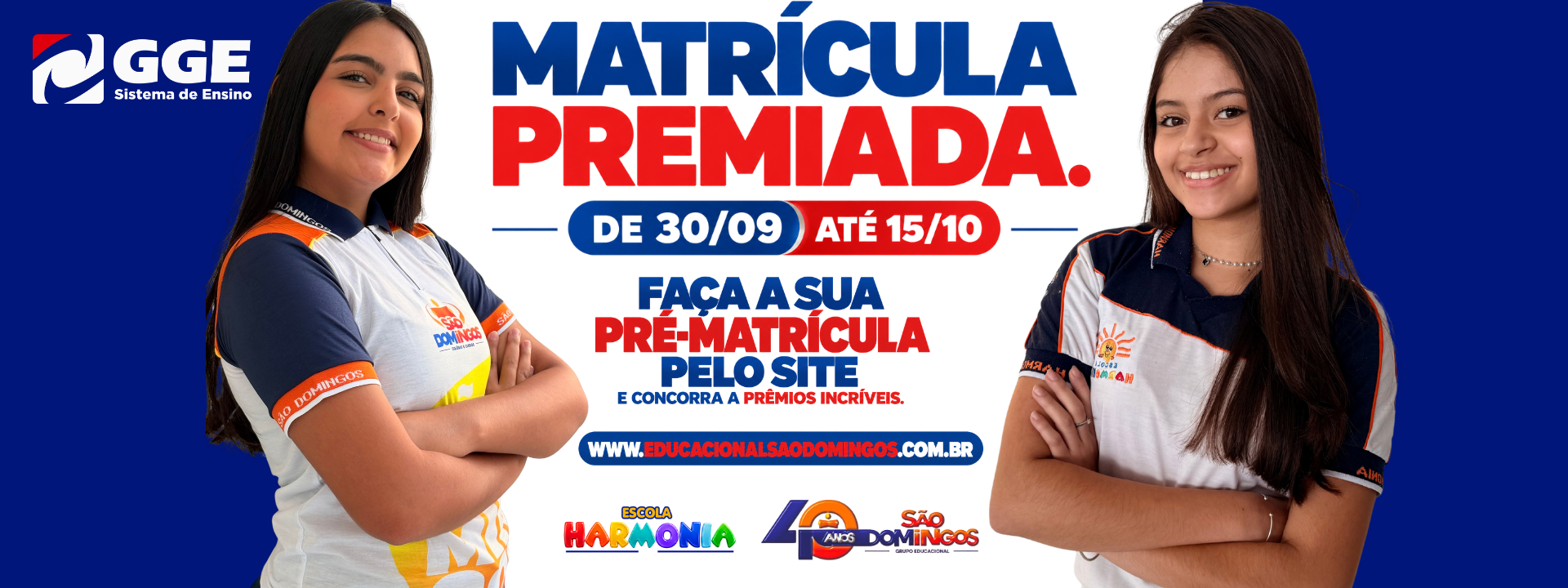 Matrícula Premiada — faça sua pré-matrícula pelo site de 30/09 até 15/10