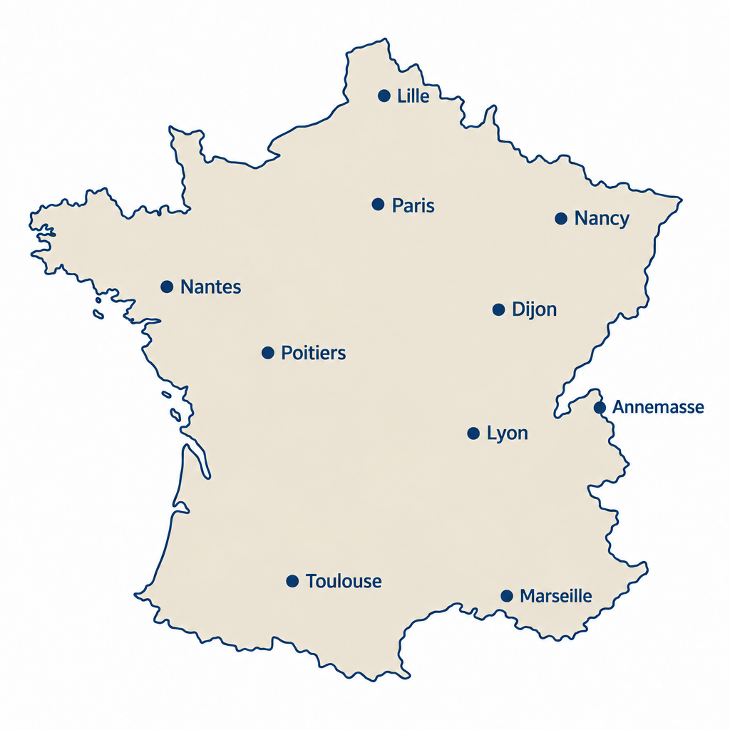 Carte de France - Villes où nous sommes présents