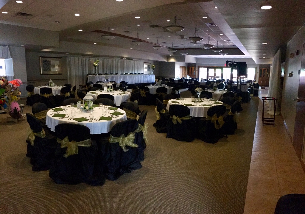Reception hall set up by Falcone's Catering for a Norman, Oklahoma wedding