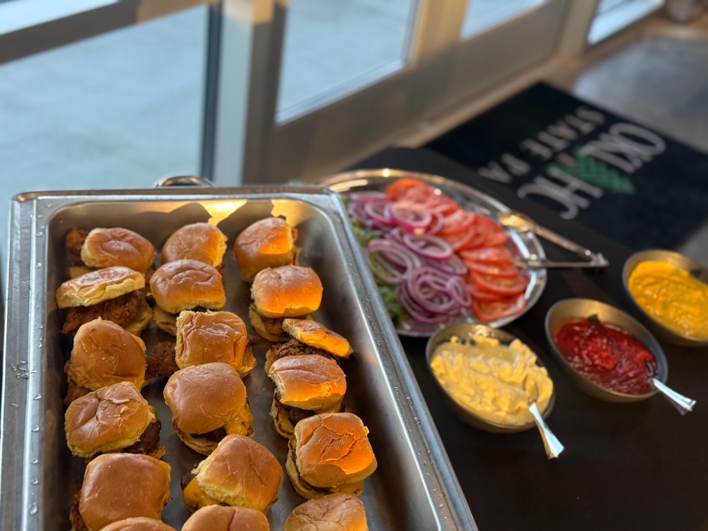 Mini sliders with fresh toppings and house-made condiments