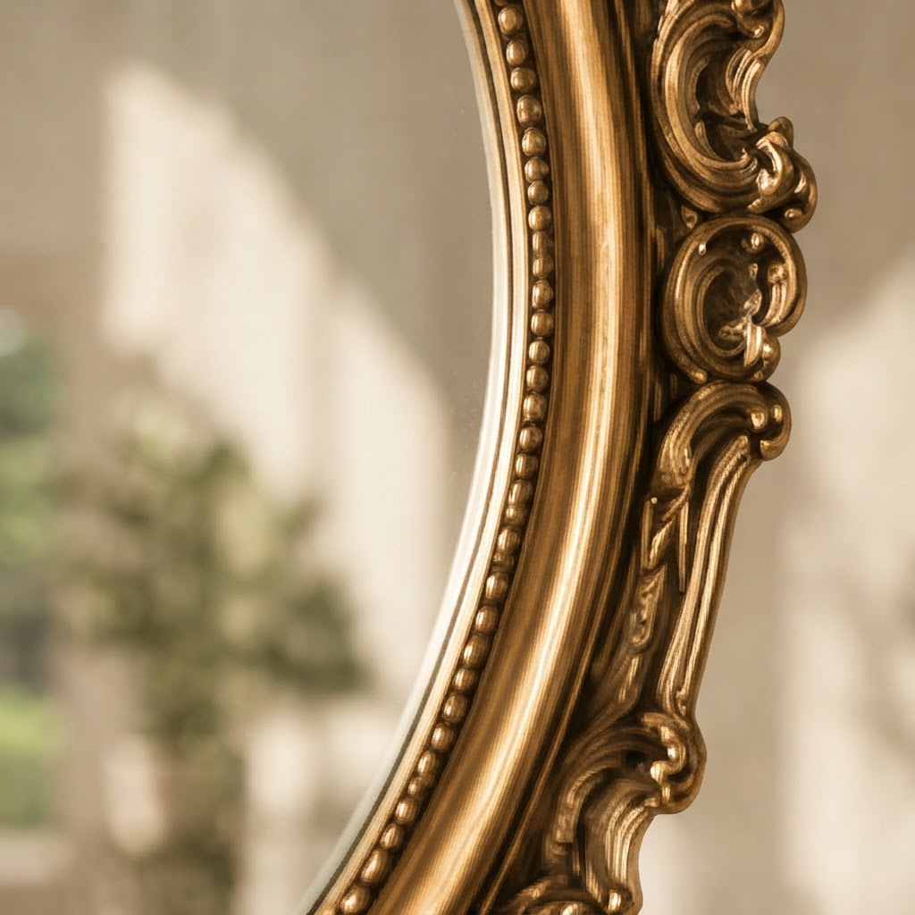 Ornate gold mirror detail