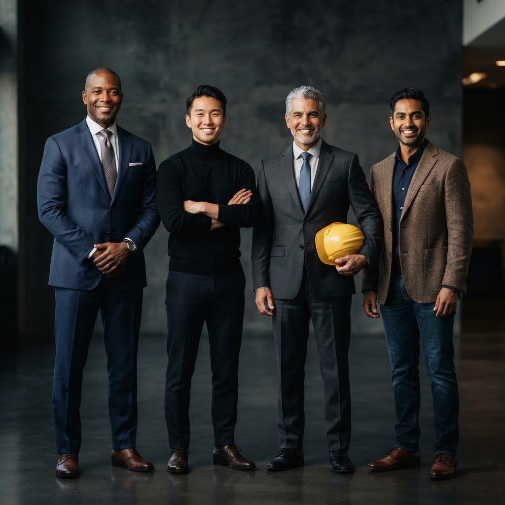 Diverse male CEOs across different industries