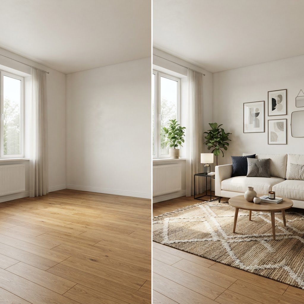 Comparativa de costes entre home staging físico y virtual con IA para vender vivienda