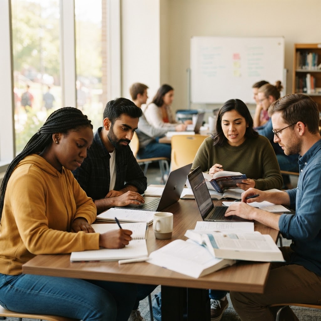 Students studying in class