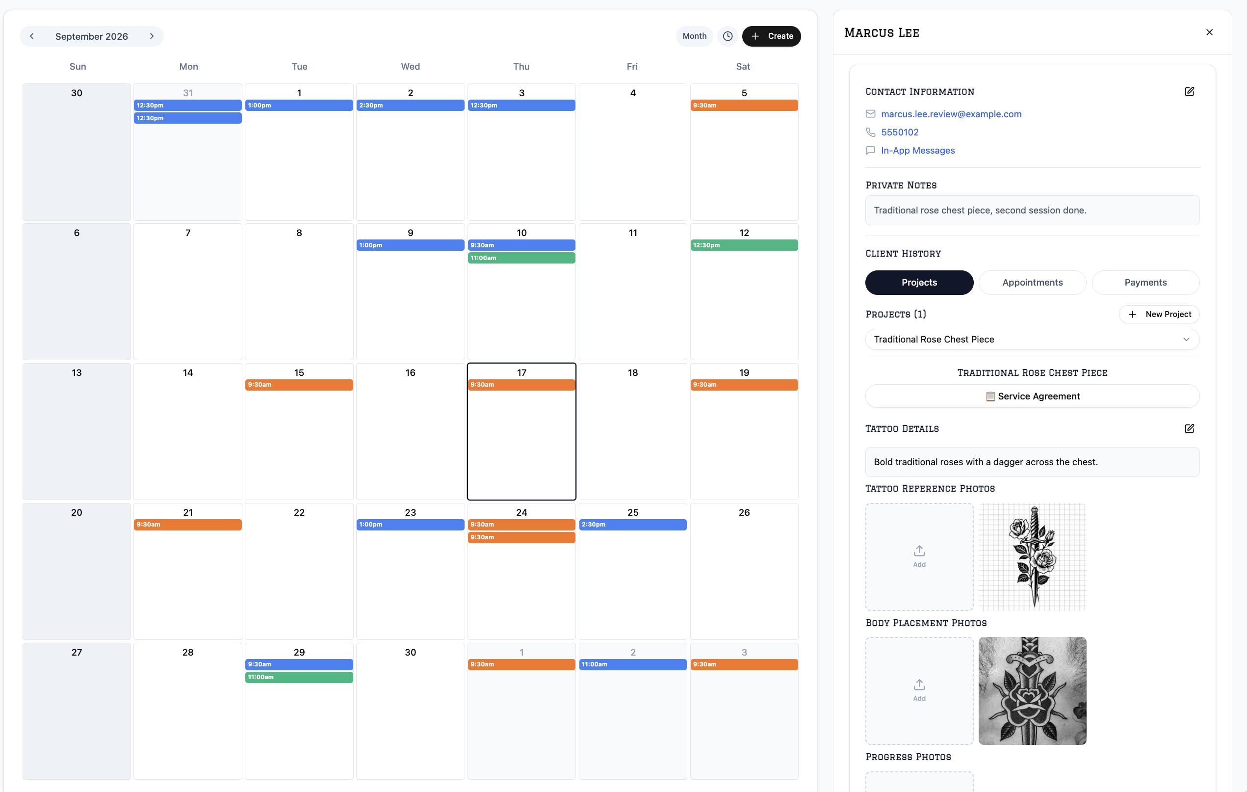 Ink Tools screenshot — Calendar & Client Files
