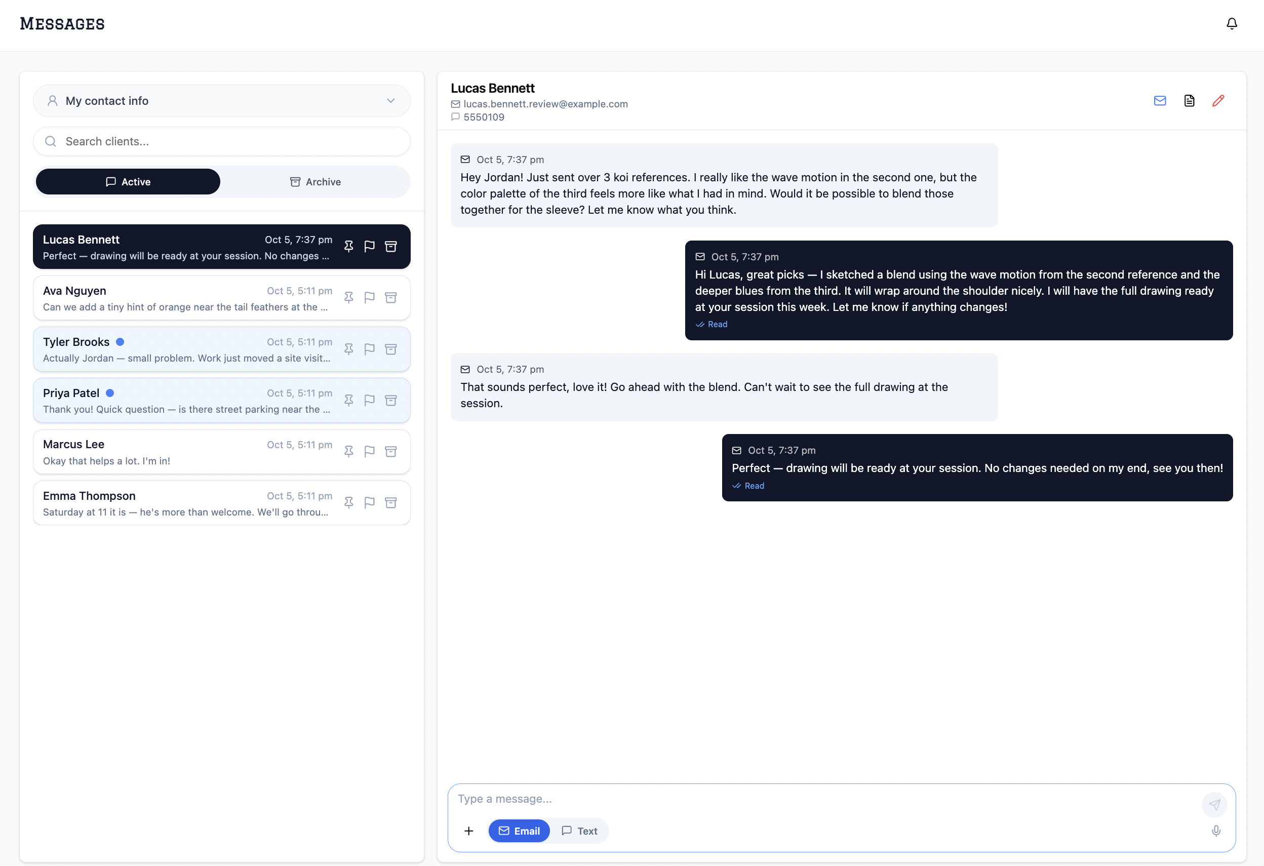 Ink Tools screenshot — Messages