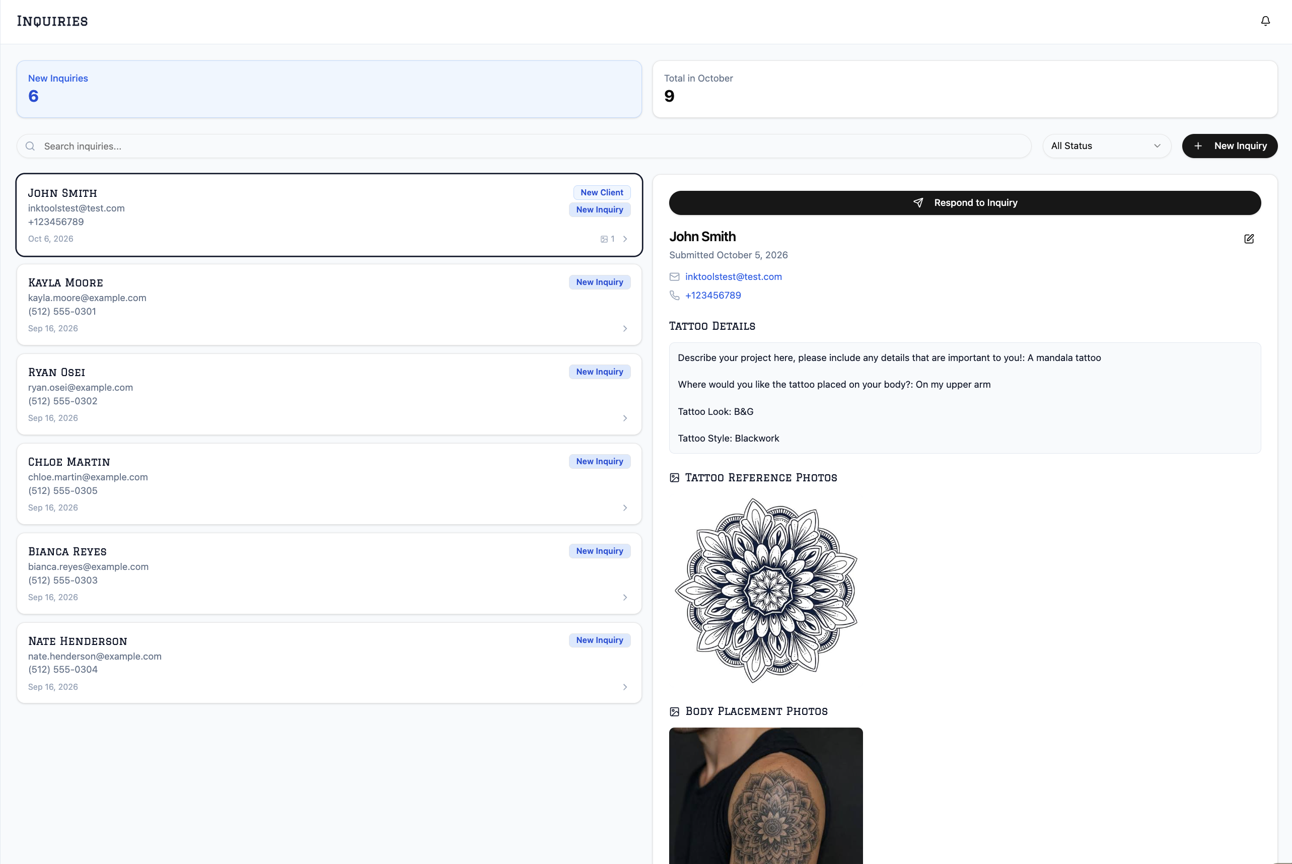 Ink Tools screenshot — Inquiries