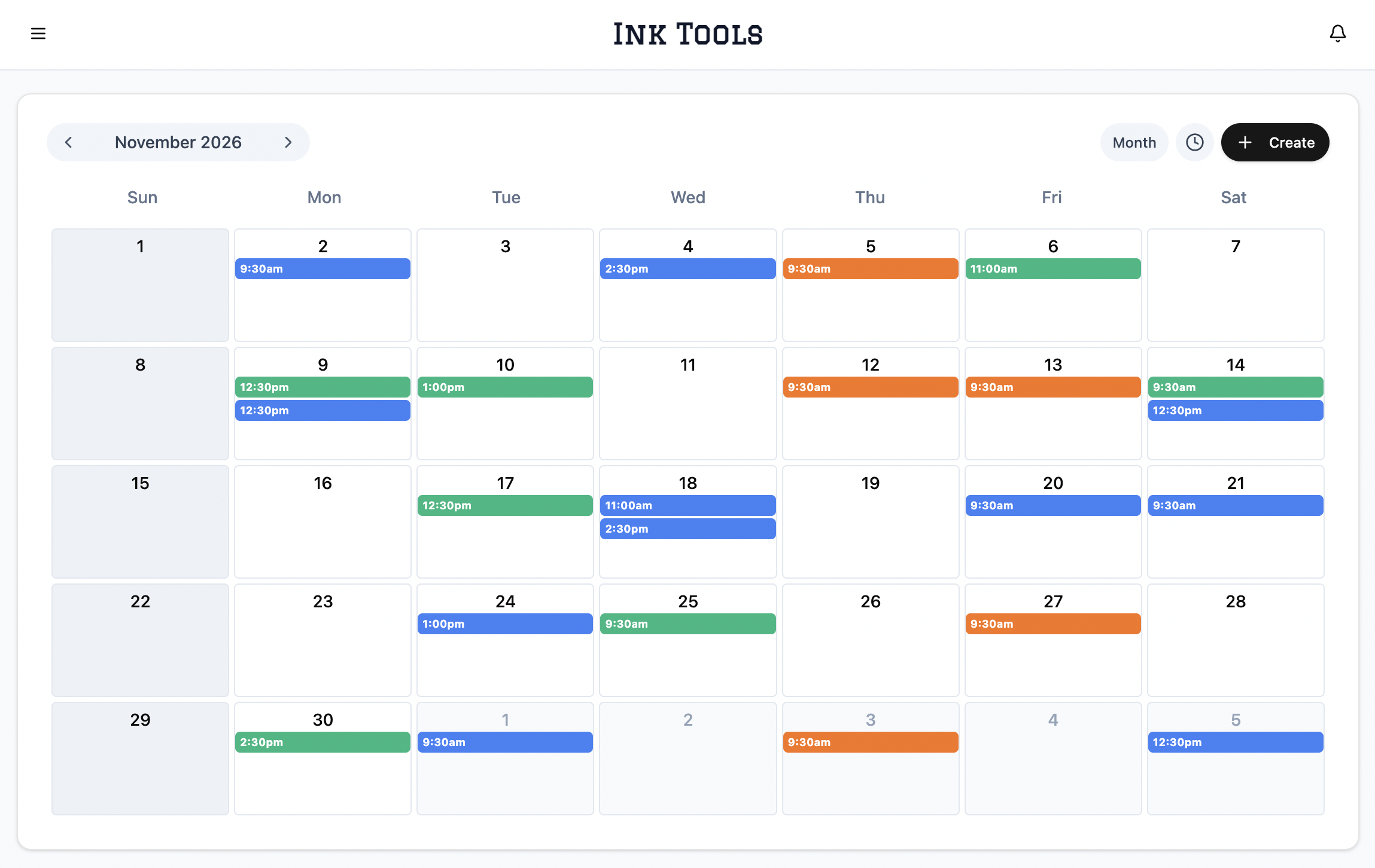 Ink Tools screenshot — Calendar