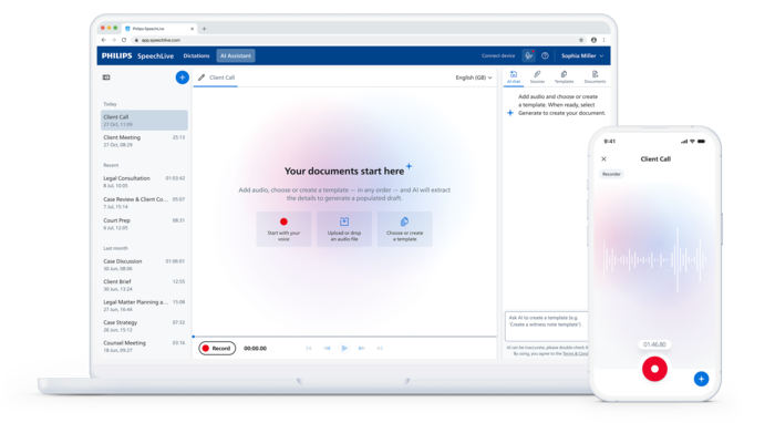 SpeechLive Legal AI recording dictation