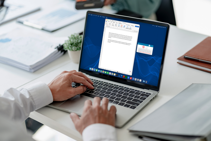 Dictating straight into a document