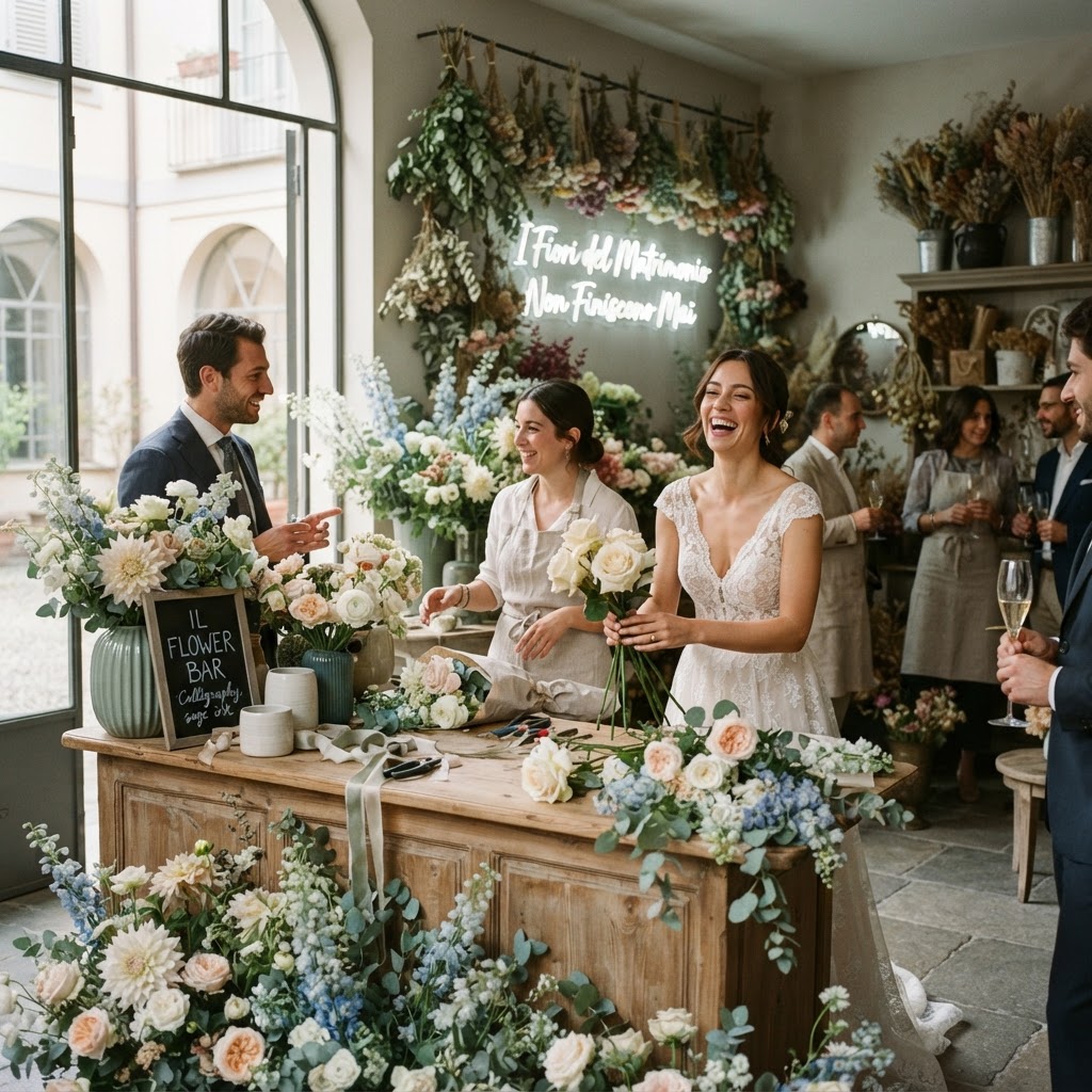 Il Flower Bar: quando i fiori del matrimonio non finiscono mai