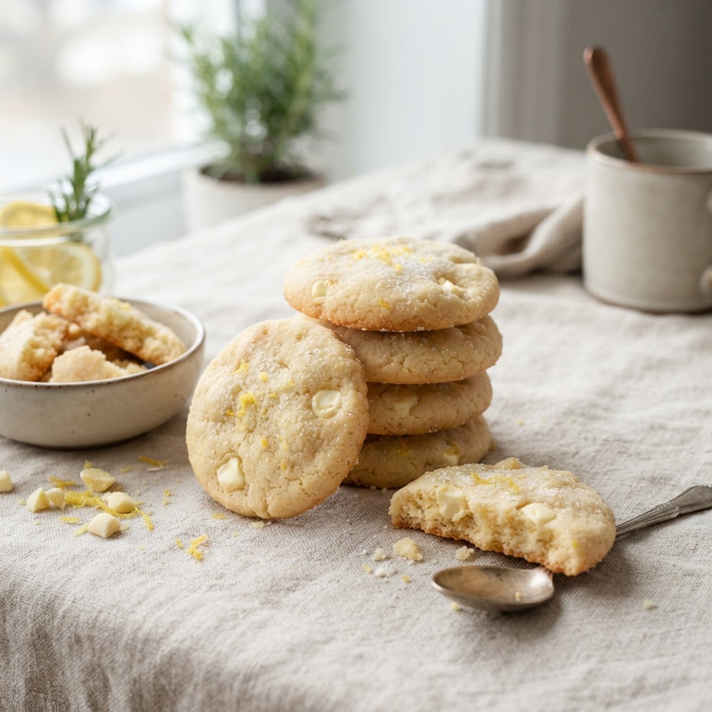 Lemon White Chocolate Shortbread Cookies