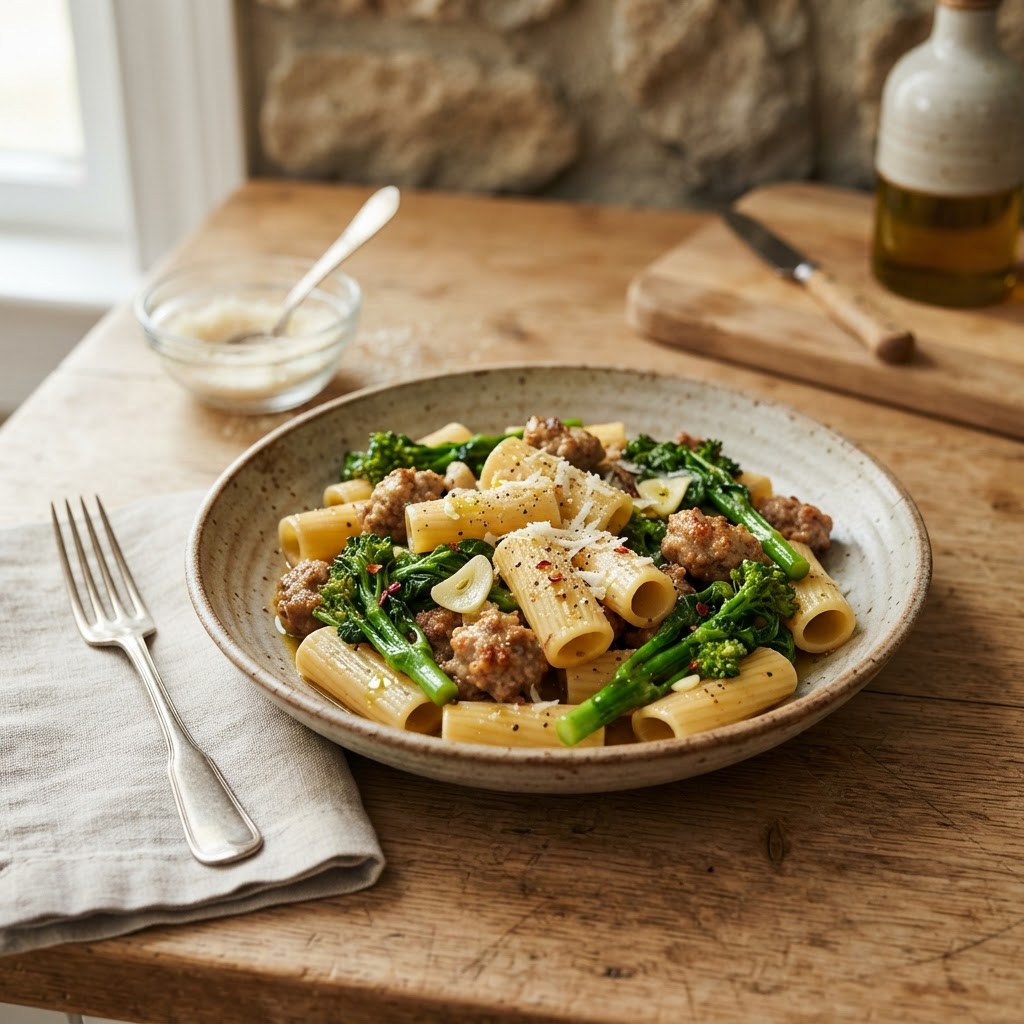 Rigatoni with Sausage and Broccoli Rabe