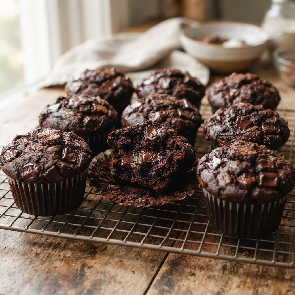 Double Chocolate Chunk Muffins