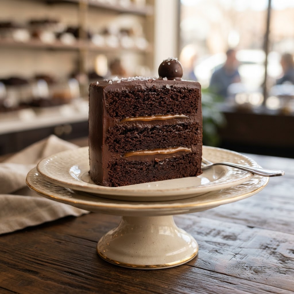 Dark Chocolate Salted Caramel Truffle Cake